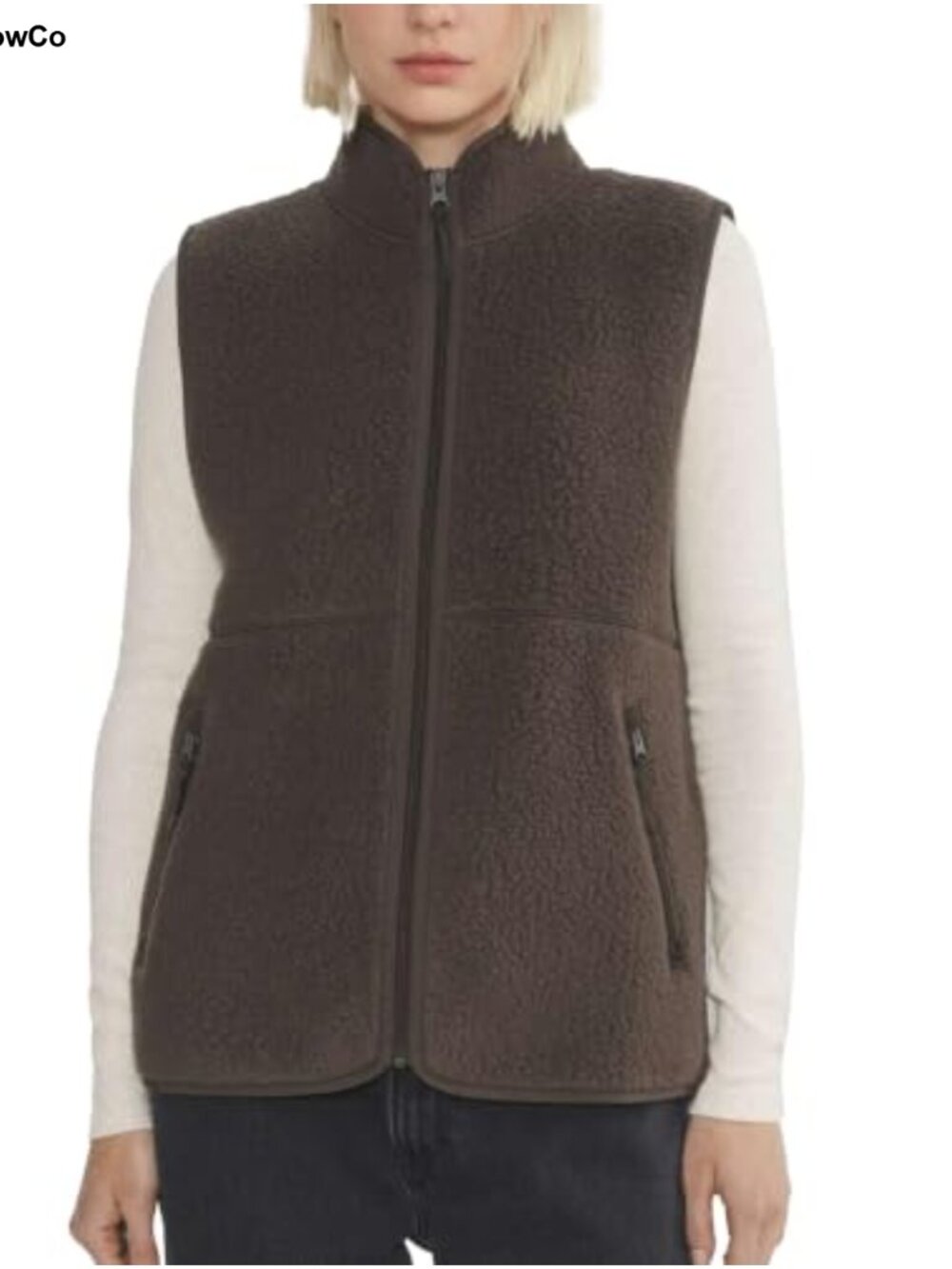 Womens Sherpa Fleece Vest Sleeveless Zip Up Jacket Warm Winter Outwear